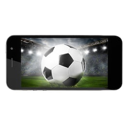 modern phone with soccer or football ball on screen