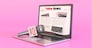 laptop with fake news webpage microphone
