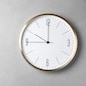 Modern clock on grey background, top view. Time management