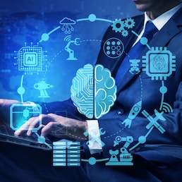 Artificial intelligence concept with businessman