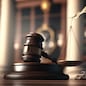 Judge gavel and Scales of Justice in the Court Hall created by generative AI