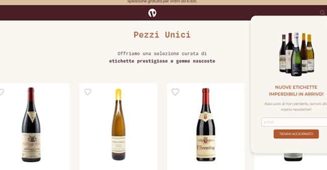 Una schermata del nuovo sito di e-commerce Vinodoo