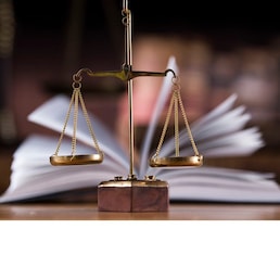 Scales of justice, law gavel