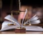 Scales of justice, law gavel