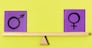 blocks with gender symbols seesaw