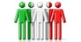 Flag of Italy on stick figure - national and social community symbol 3D icon