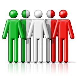 Flag of Italy on stick figure - national and social community symbol 3D icon