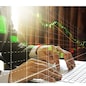 Double exposure of businessman using the laptop with stock market or financial graph for financial investment concept, Business investment and trading concept.
