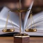 Scales of justice, law gavel