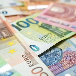 Finance background of different euro bills. European money. Investment