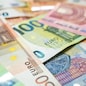 Finance background of different euro bills. European money. Investment
