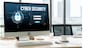 Cyber security system on computer screen protect private information snugly from hacker and cyber attack