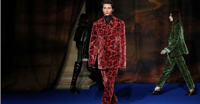 FILE PHOTO: Models present creations at the Burberry catwalk show during London Fashion Week in London, Britain, February 24, 2025. REUTERS/Isabel Infantes/File Photo