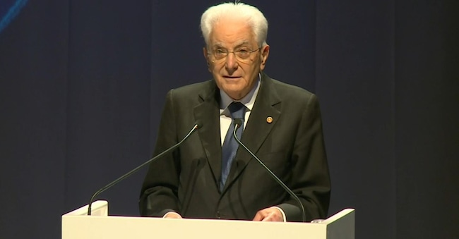In un fermo immagine l'intervento del presidente della Repubblica Sergio Mattarella al vertice Cotec, 14 maggio 2025. ANSA/ UFFICIO STAMPA