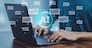 Businessmen use AI-powered systems to efficiently manage large volumes of documents ensuring secure storage and easy retrieval of business data