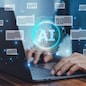 Businessmen use AI-powered systems to efficiently manage large volumes of documents ensuring secure storage and easy retrieval of business data