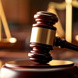 Law and authority lawyer concept, judgment gavel hammer in court courtroom for crime judgement legislation and judicial decision, judge having justice of punishment guilt - ai generated