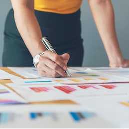 Business strategy team report chart, graph, infographic data analyze financial report plan. Hands team partner planning marketing finance statistics sale report with excel spreadsheet accountting