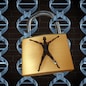 Genetic prison and human engineering of DNA as the biotechnology science concept for unlocking the secrects of the human genome to free humans of disease and inherited illness through scientific research with dna strands as jail bars and a lock shaped as a person.