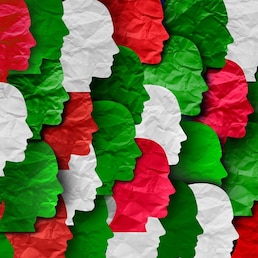 Green White And Red National Citizen concept representing Italian Iranian Hungarian Lebanese and Bulgarian colors as people of Italy Iran Hungary Lebanon and Bulgaria citizenship.