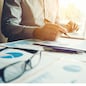 Typing laptop Business Man working with blank screen Planning Strategy Analysis Concept