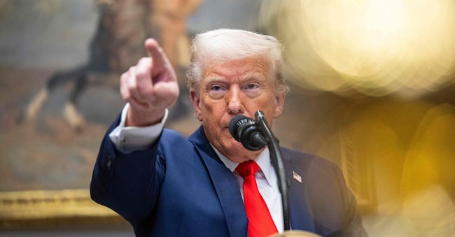 US President Donald Trump speaks in the Roosevelt Room of the White House in Washington, DC, on March 3, 2025. (Photo by ROBERTO SCHMIDT / AFP)