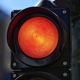 The red semaphore light. Trafic control light.