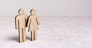 cardboard man woman equality concept with copy space