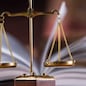 Scales of justice, law gavel