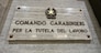 LOGO E SEDE COMANDO CARABINIERI PER LA TUTELA DEL LAVORO TARGA