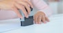 woman stamping a legal document