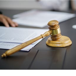 Judge gavel hammer on Lawyer desk