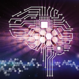 Computer circuit board in the form of the human brain