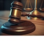 Judge gavel and Scales of Justice in the Court Hall created by generative AI