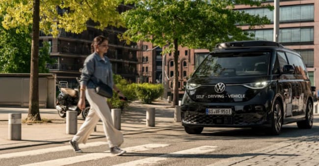 Un robotaxi ID.Buzz in fase di test (dal sito MOIA)