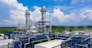 Power plant with blue sky.