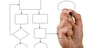Businessmans hand drawing an empty flow chart
