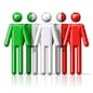 Flag of Italy on stick figure - national and social community symbol 3D icon