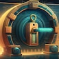 Cyber lock and key abstract illustration. Cyber security concept. Generative AI.