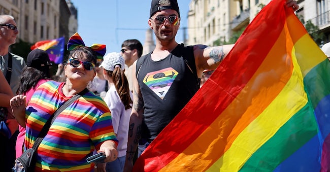 People attend The Budapest Pride March in Budapest, Hungary, June 28, 2025. REUTERS/Lisa Leutner