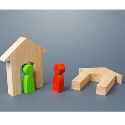 A human figure asks a neighbor for help and shelter. Refugees and injured people in natural disasters and military conflicts in search of a new home. Help and assistance. International security