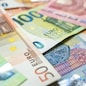 Finance background of different euro bills. European money. Investment