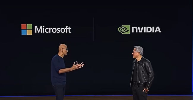 Satya Nadella (Microsoft) e Jensen Huang (Nvidia)