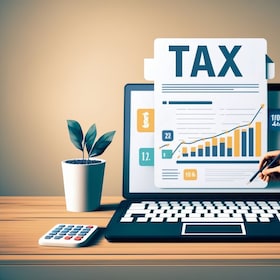 Government taxes and calculation tax return concept , Tax return online for tax payment , Government, state taxes, paperwork, financial research, report , generative ai