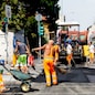 Foto LaPresse - Mourad Balti Touati 23/08/2018 Milano (Ita) - viale monza Cronaca I lavori di manutenzione e rifacimento strada sulla linea del tram in viale monza all'angolo con via pelitti Nella foto: i lavori sulla linea del tram