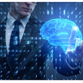 Businessman in artificial intelligence concept