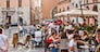 Ancona, Italy - June 8 2019: People enjoying summer day and food at outdoor restaurant and resting, Piazza del Plebiscito, Ancona, Italy