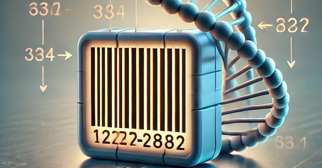 Il DNA decifrato in un codice a barre, immagine generata dall’IA