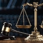 Law Legal System Justice Crime concept. Mallet Gavel Hammer and Scales on table. 3d Render illustration.