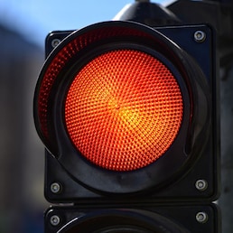 The red semaphore light. Trafic control light.